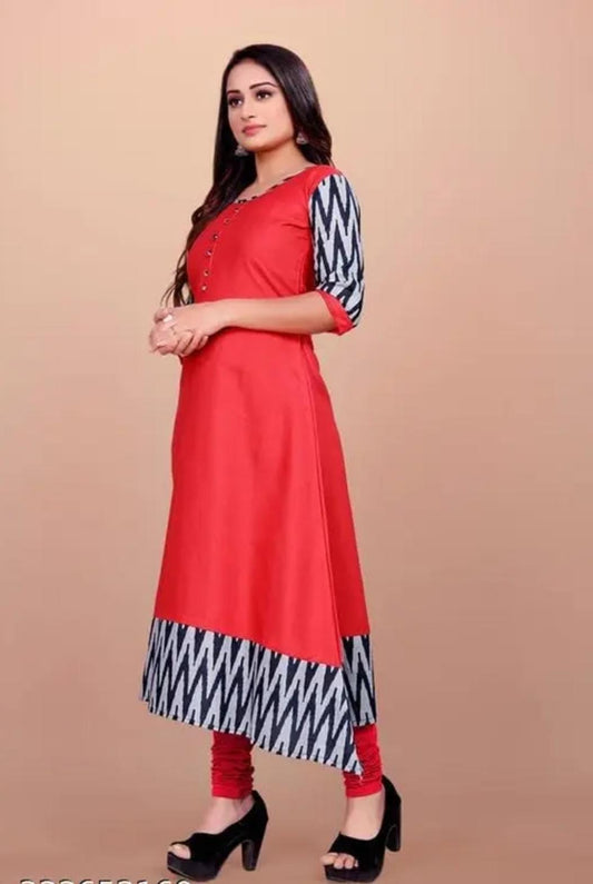 Women Solid Cotton Gown – Red | Comfortable Everyday Wear