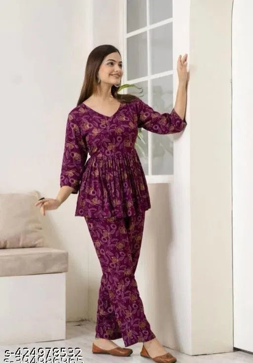 Purple Printed Co-Ord Set | Trendy Women's Casual Outfit