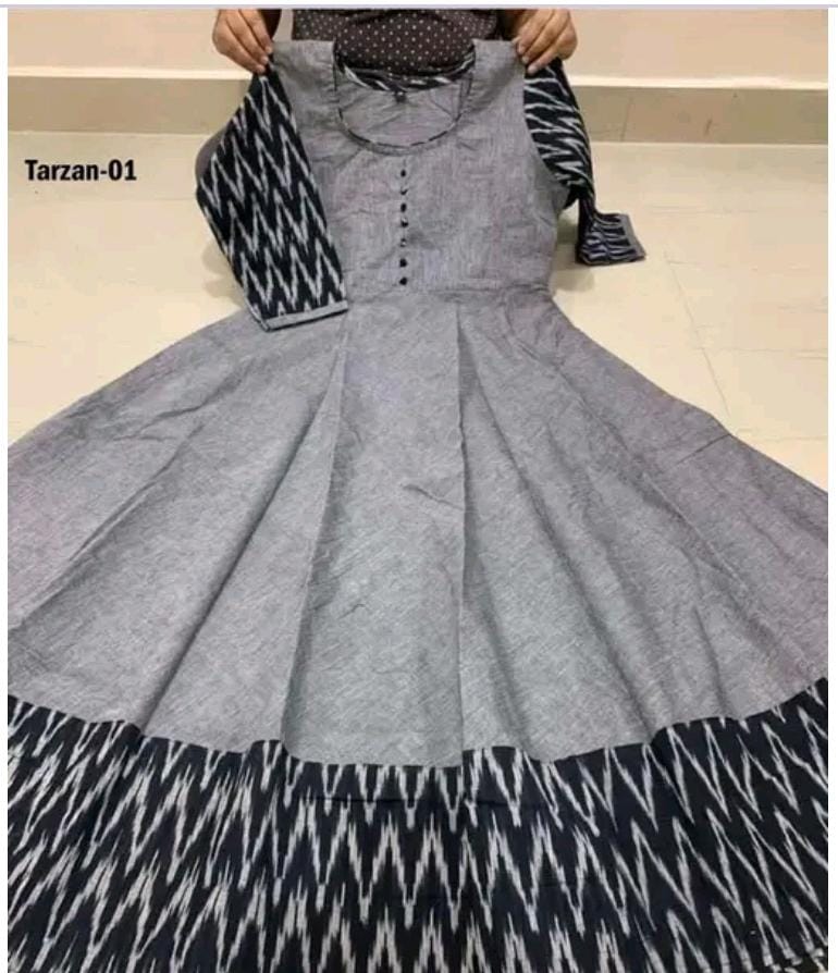 Women Solid Cotton Gown – Grey | Comfortable Everyday Wear