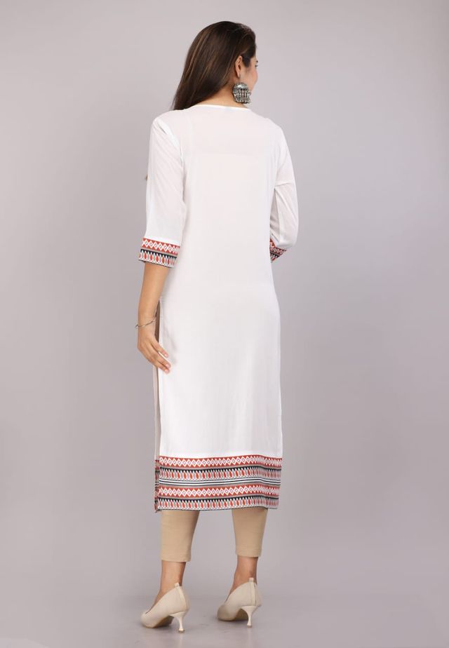 Minimalist Ethnic White Straight Kurti