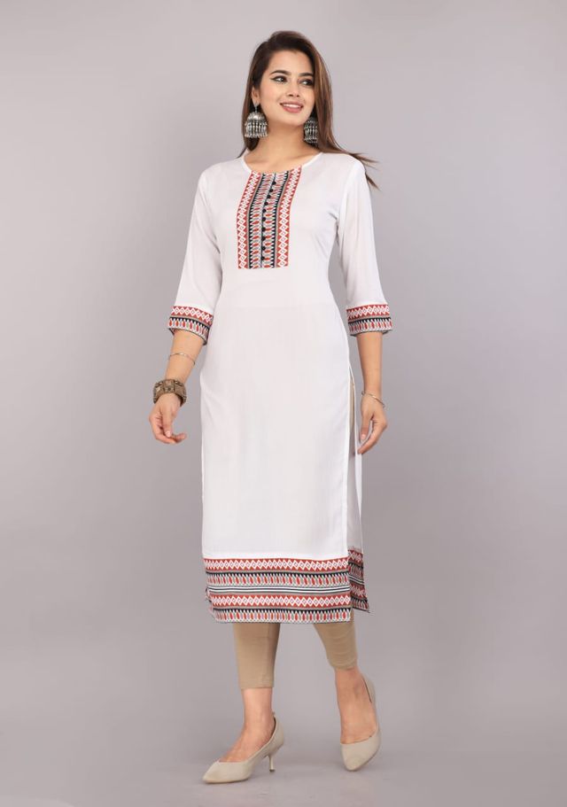 Minimalist Ethnic White Straight Kurti