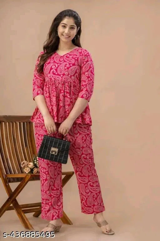 Pink Printed Co-Ord Set | Trendy Women's Casual Outfit