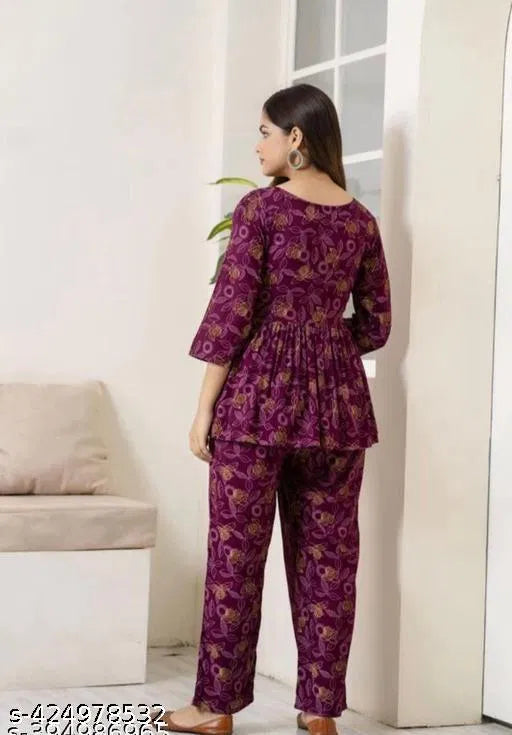 Purple Printed Co-Ord Set | Trendy Women's Casual Outfit
