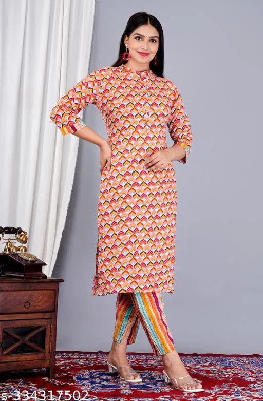 Multicolor Geometric Print Kurta | Stylish Women's Ethnic Wear