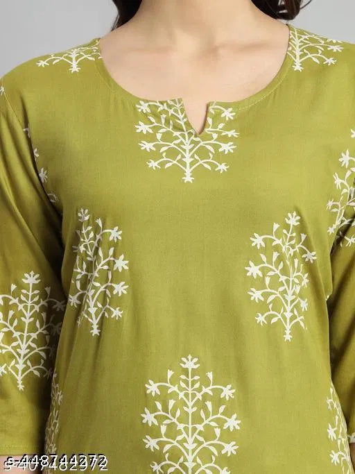Green Printed Rayon Short Kurti | Stylish Women's Ethnic Wear