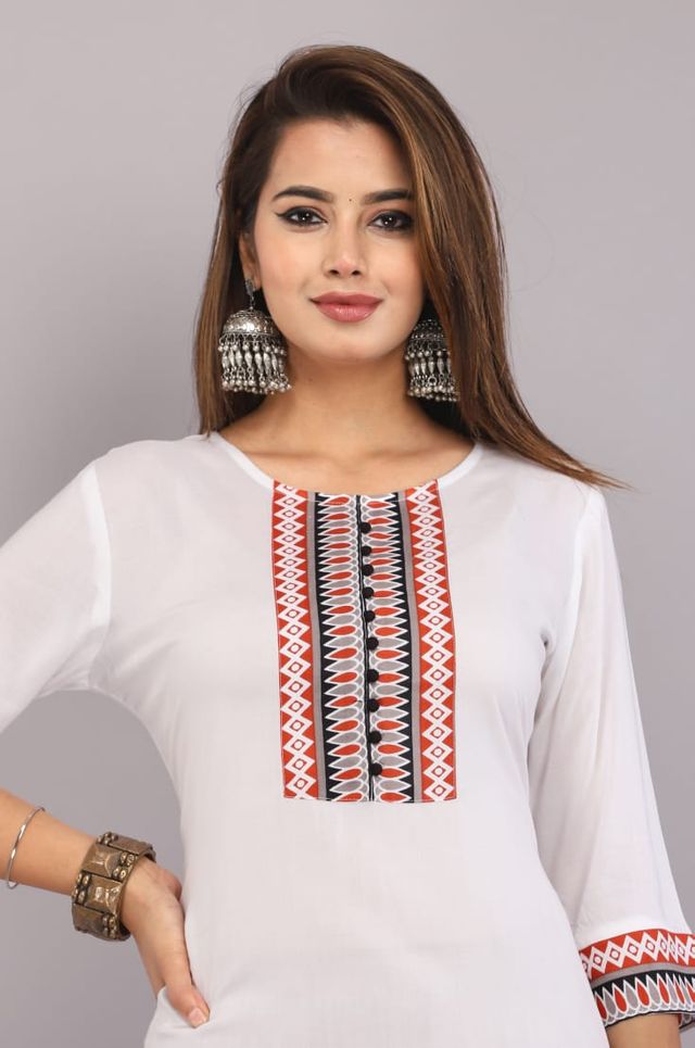 Minimalist Ethnic White Straight Kurti