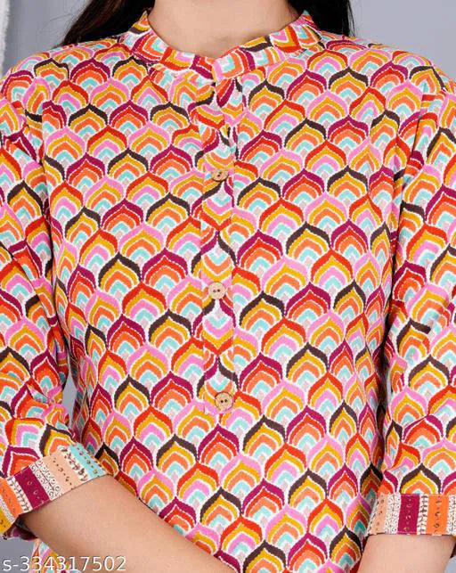 Multicolor Geometric Print Kurta | Stylish Women's Ethnic Wear