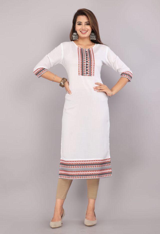 Minimalist Ethnic White Straight Kurti